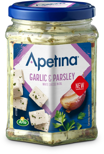 Apetina white cheese cubes in oil garlic & parsley