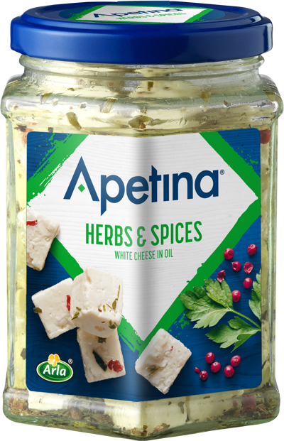 Apetina white cheese cubes in oil herbs & spices 265g