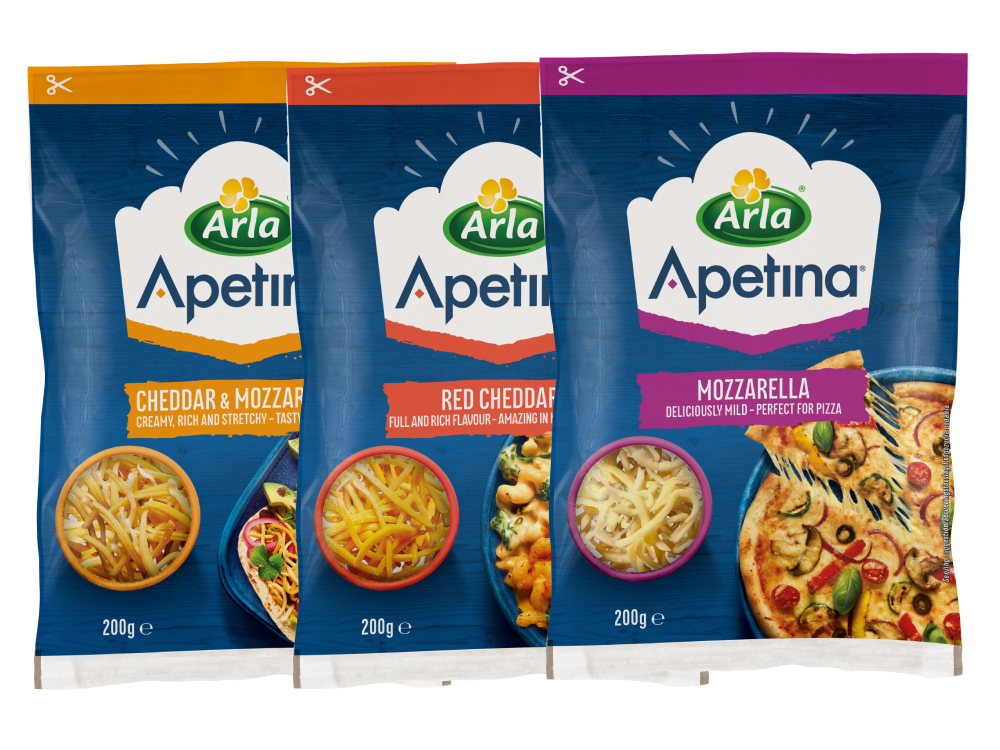 Arla Apetina® Revet Mozzarella og Cheddar
