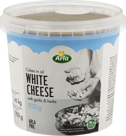 Arla Pro White Cheese Cubus in Oil 1.46kg (0.9kg ost)