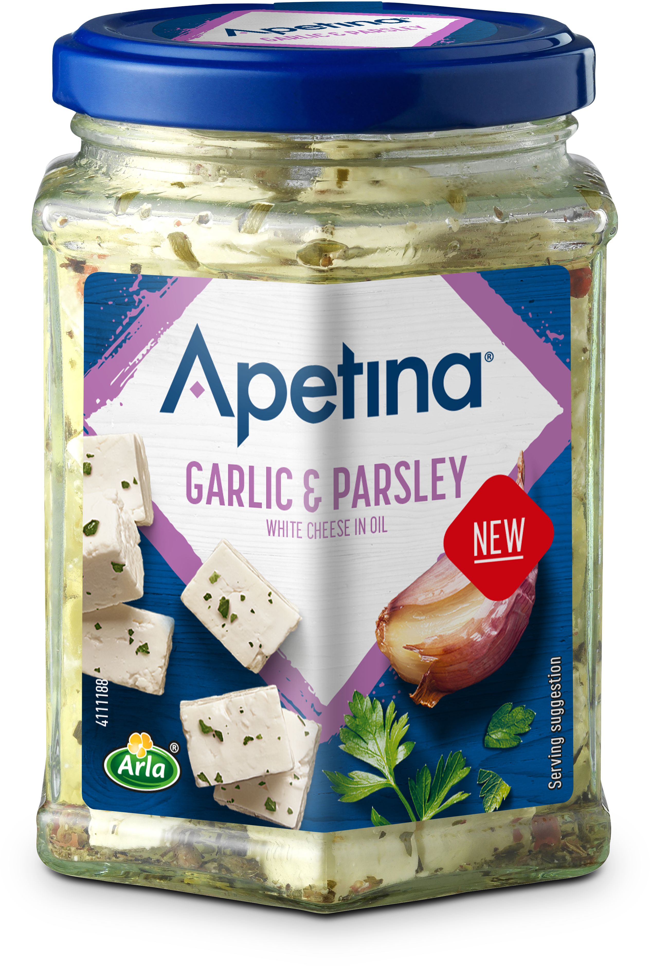 Apetina White cheese cubes in oil garlic & parsley 100g