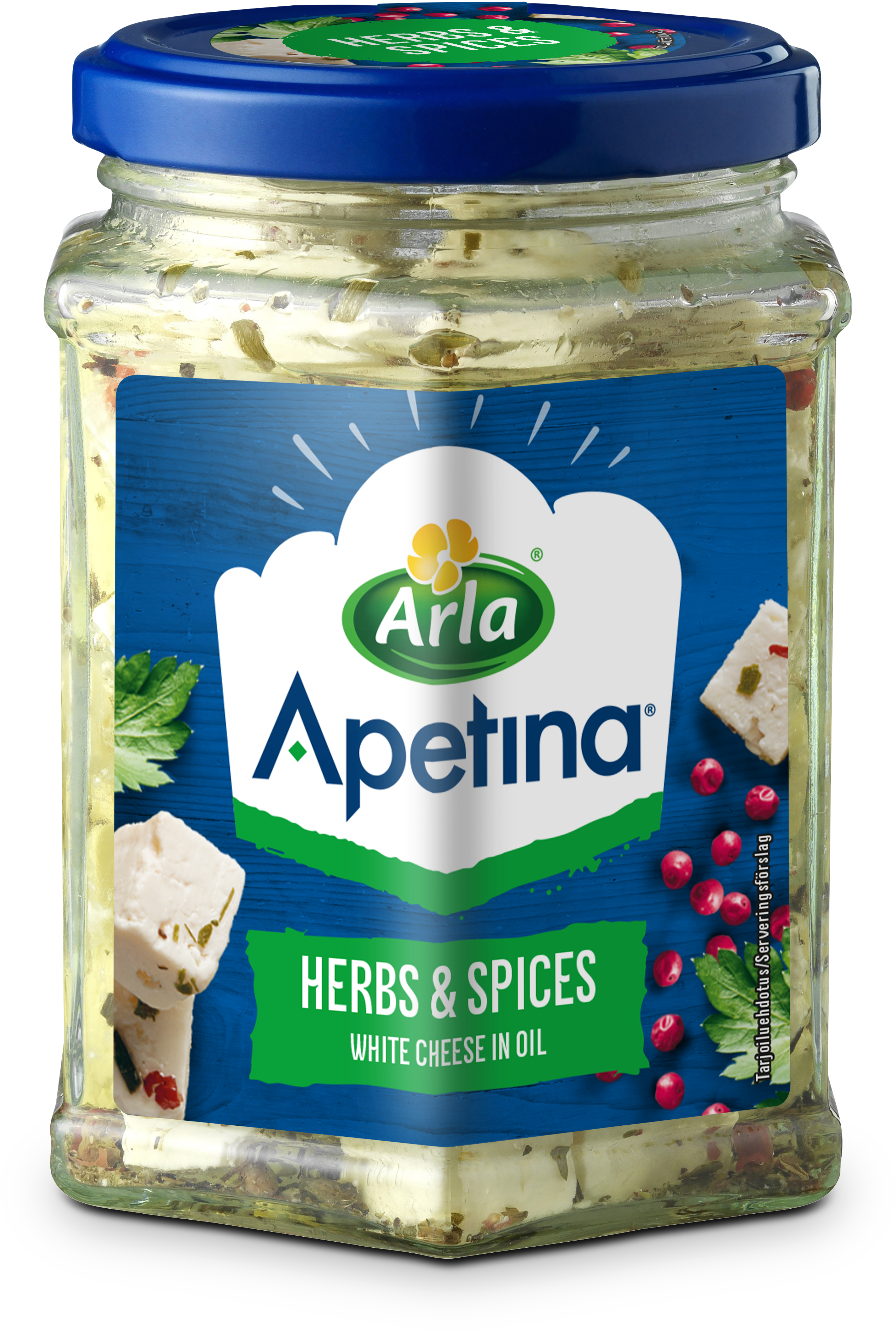 Apetina® White cheese cubes in oil, herbs & spices, oljen er tappet av