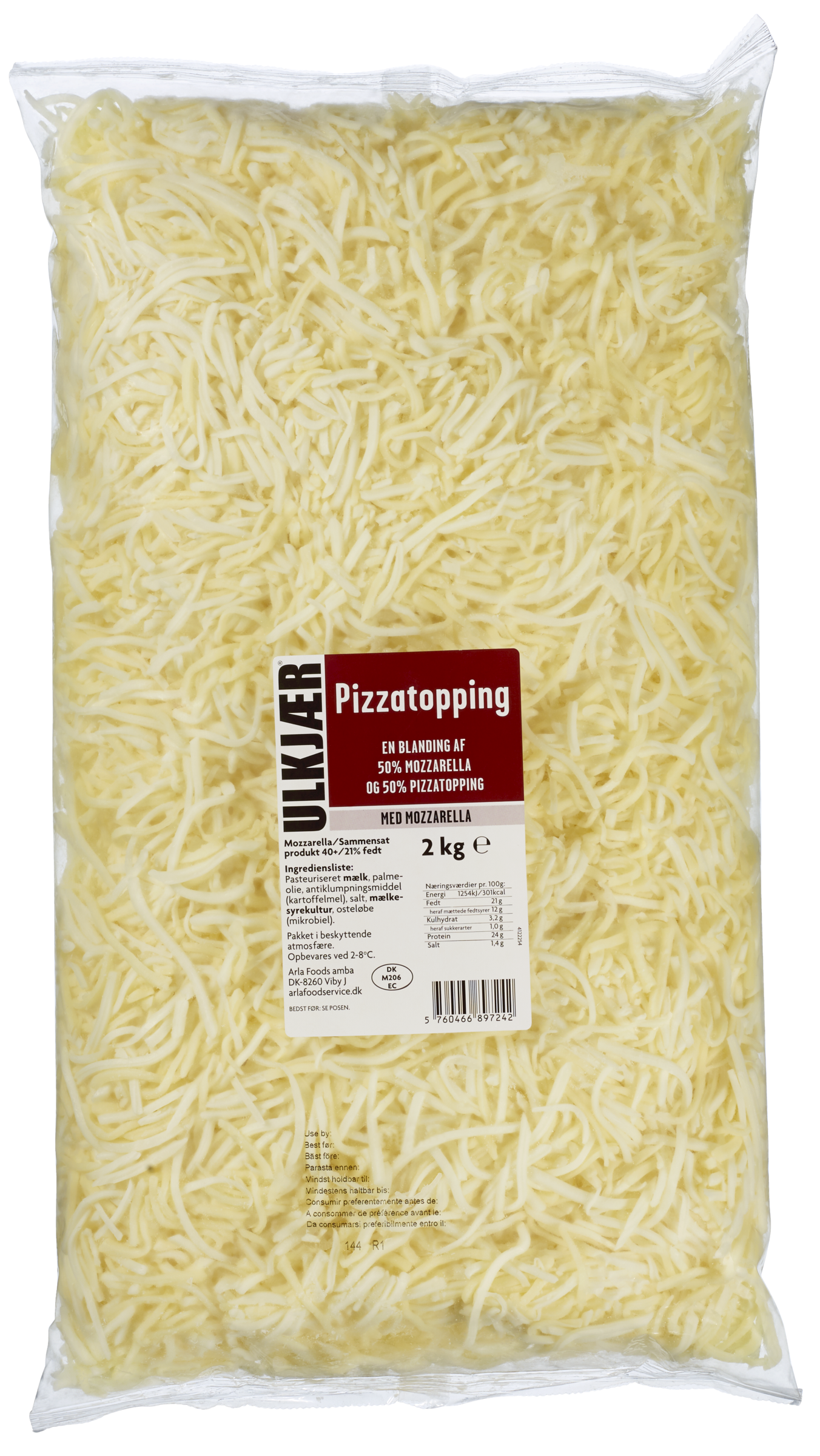 Arla Pro Ulkjær Pizzatopping med Mozzarella 2 kg
